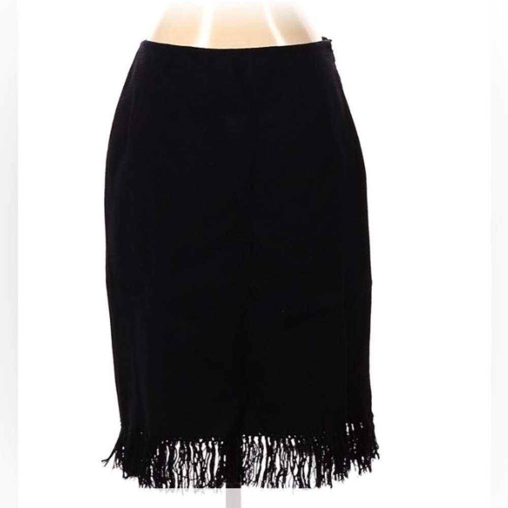 Linda Allard Ellen Tracy Women's Wool Fringe Skirt, size 0, black